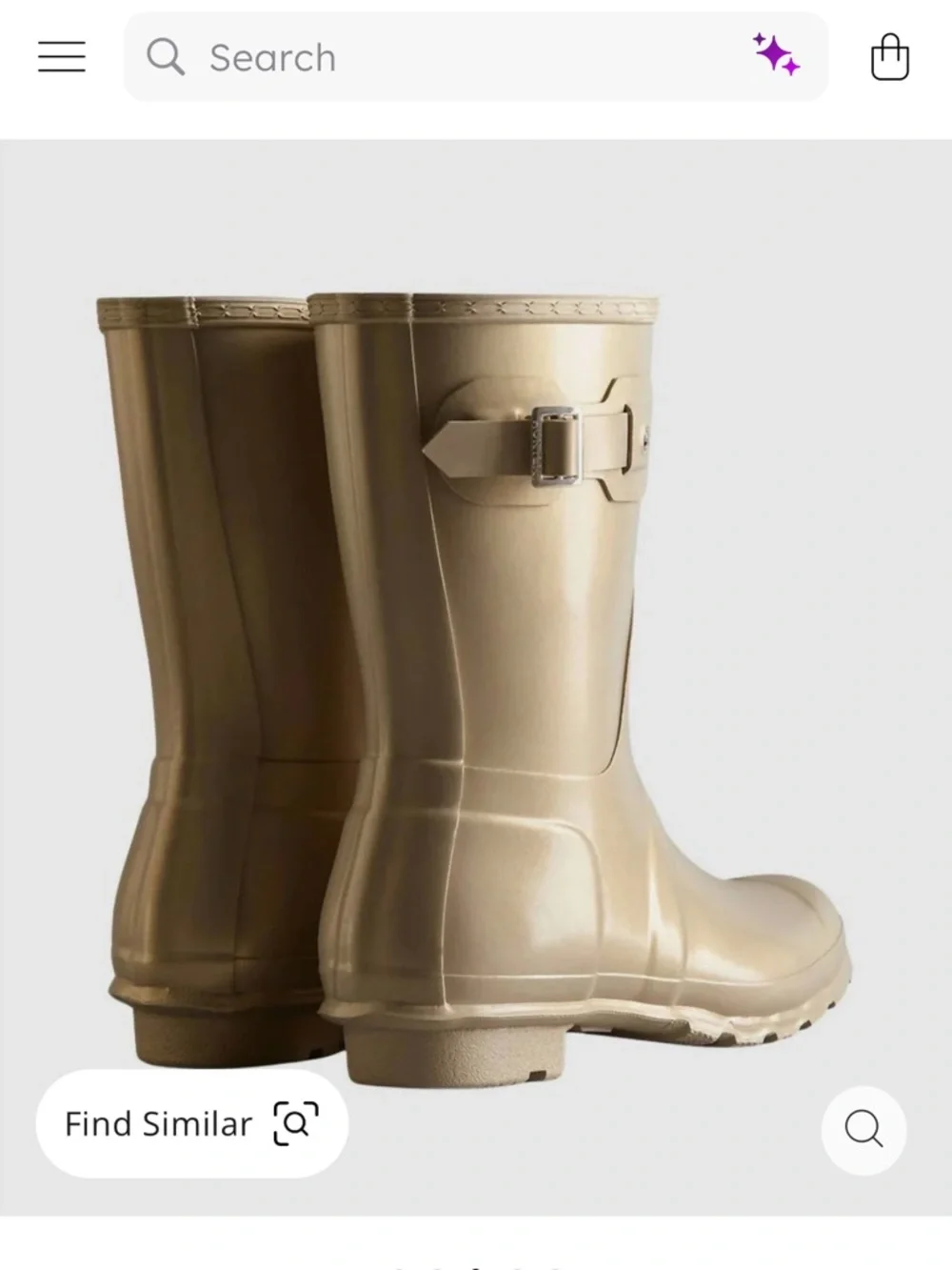 Hunter Original Short Nebula Rain Boots Pale Gold Size 8 NWT Metallic ✨